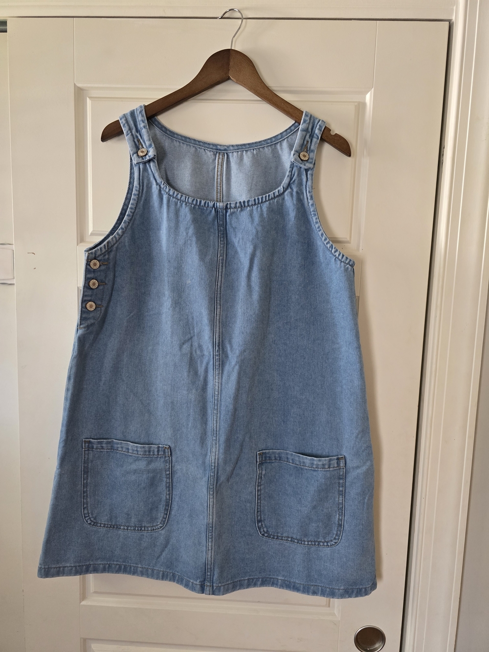 Light Wash Denim Pinafore Dress
